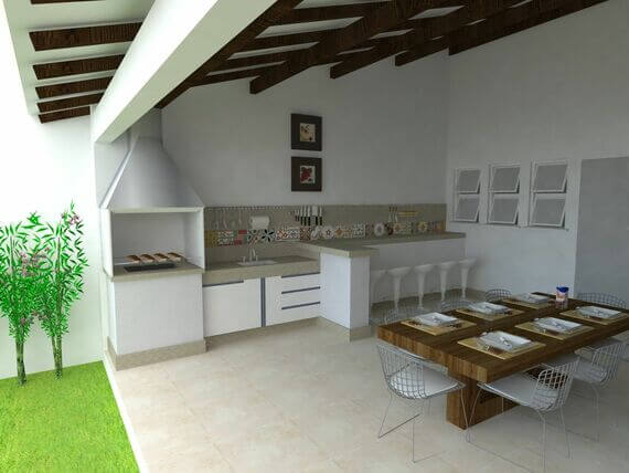 Espaço externo de casa para fazer churrasco