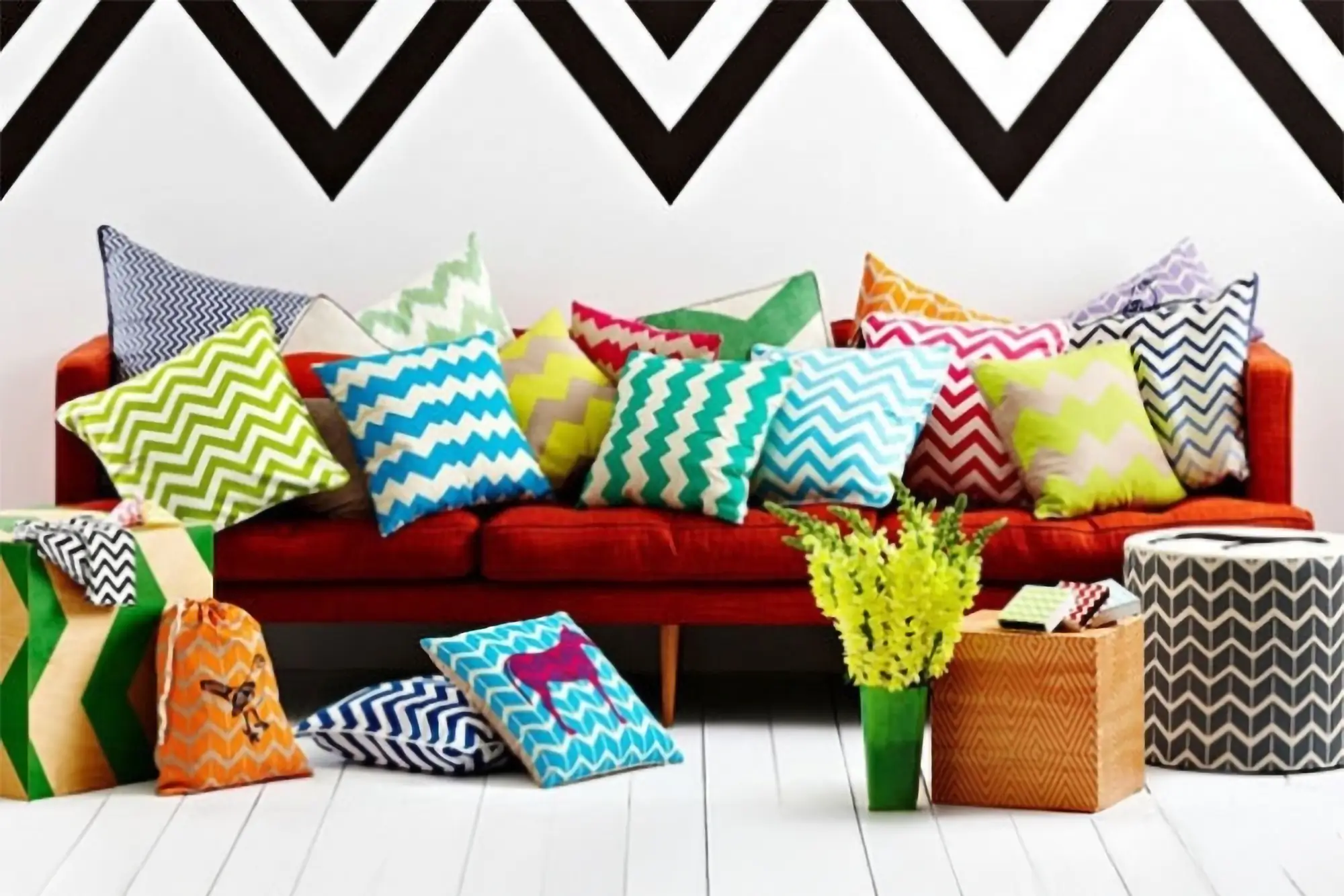 Estampa Chevron na decoração